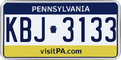 PA license plate KBJ3133