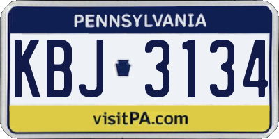 PA license plate KBJ3134