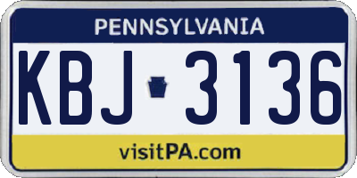 PA license plate KBJ3136