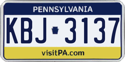 PA license plate KBJ3137