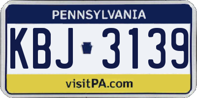 PA license plate KBJ3139