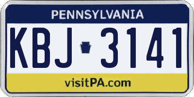 PA license plate KBJ3141