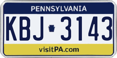 PA license plate KBJ3143