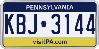 PA license plate KBJ3144