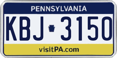 PA license plate KBJ3150