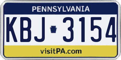 PA license plate KBJ3154