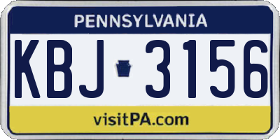 PA license plate KBJ3156
