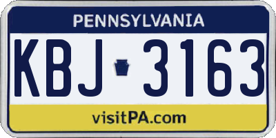 PA license plate KBJ3163