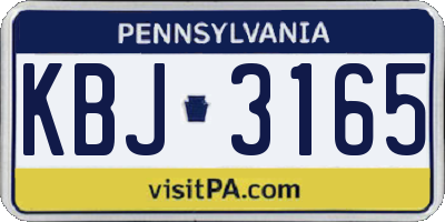 PA license plate KBJ3165