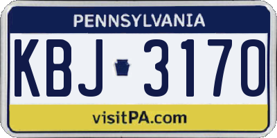 PA license plate KBJ3170