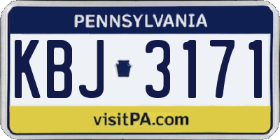 PA license plate KBJ3171
