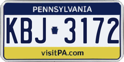 PA license plate KBJ3172