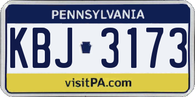PA license plate KBJ3173