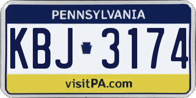 PA license plate KBJ3174