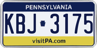 PA license plate KBJ3175