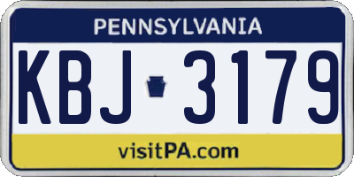 PA license plate KBJ3179