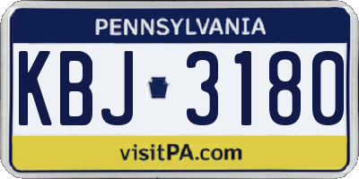 PA license plate KBJ3180