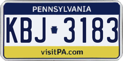 PA license plate KBJ3183