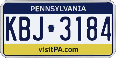 PA license plate KBJ3184
