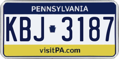 PA license plate KBJ3187