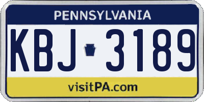 PA license plate KBJ3189