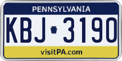PA license plate KBJ3190