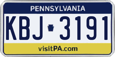 PA license plate KBJ3191