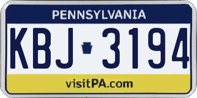 PA license plate KBJ3194