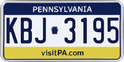 PA license plate KBJ3195