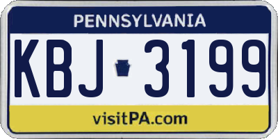 PA license plate KBJ3199