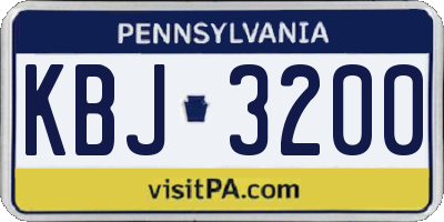 PA license plate KBJ3200