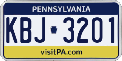 PA license plate KBJ3201