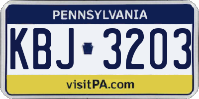 PA license plate KBJ3203