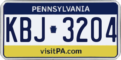 PA license plate KBJ3204