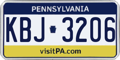 PA license plate KBJ3206
