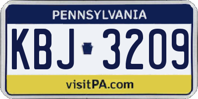 PA license plate KBJ3209