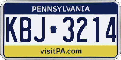 PA license plate KBJ3214