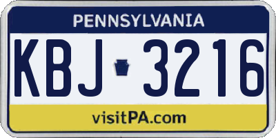 PA license plate KBJ3216