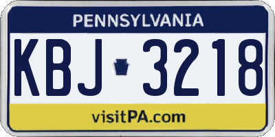 PA license plate KBJ3218