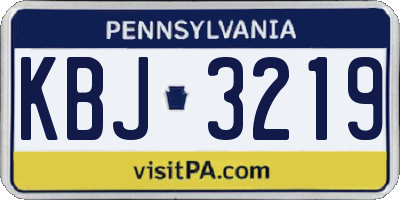 PA license plate KBJ3219