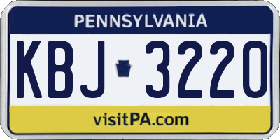 PA license plate KBJ3220