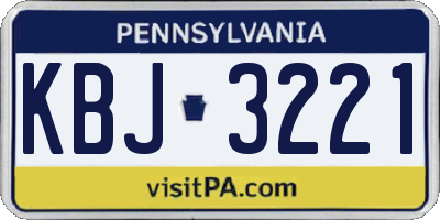 PA license plate KBJ3221