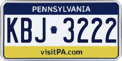 PA license plate KBJ3222