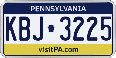 PA license plate KBJ3225