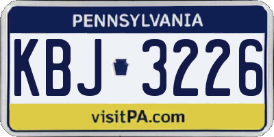 PA license plate KBJ3226
