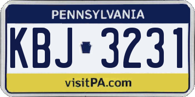 PA license plate KBJ3231