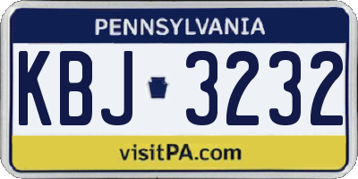 PA license plate KBJ3232