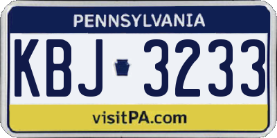 PA license plate KBJ3233