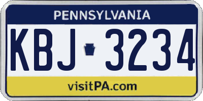PA license plate KBJ3234