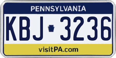 PA license plate KBJ3236
